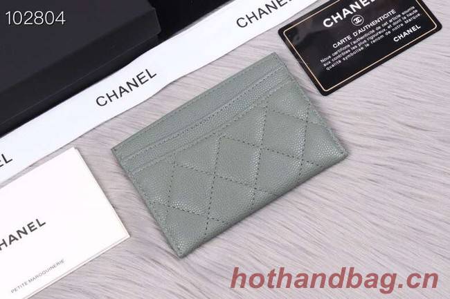 Chanel classic card holder Grained Calfskin & Gold-Tone Metal A31510 green