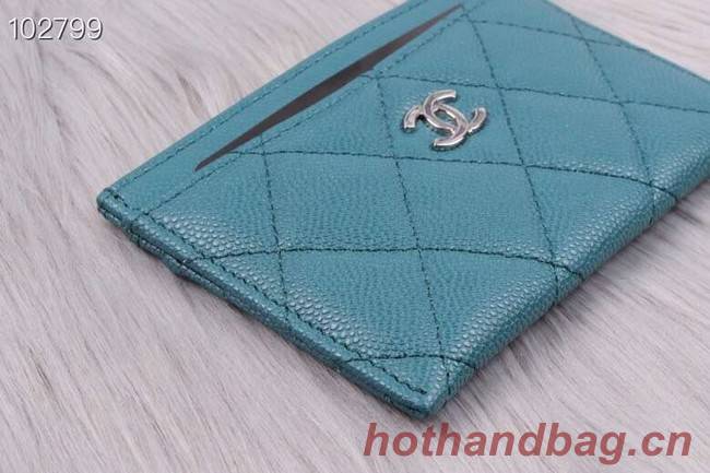 Chanel classic card holder Grained Calfskin & Gold-Tone Metal A31510 sky blue