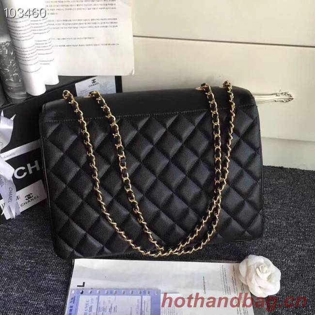 Chanel Grained Calfskin & Gold-Tone Metal A91869 Black