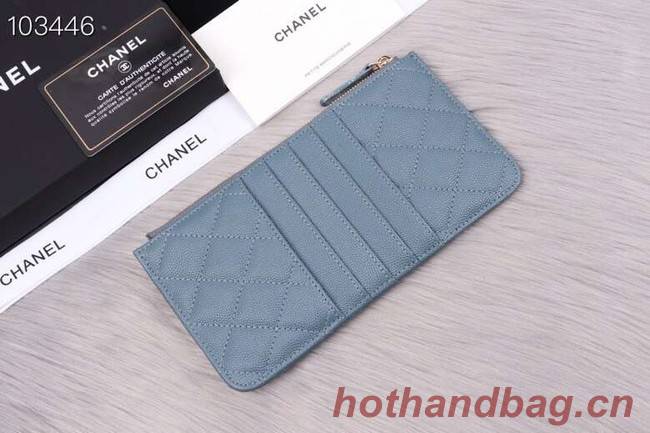 Chanel classic pouch Grained Calfskin& Gold-Tone Metal A84402 light blue