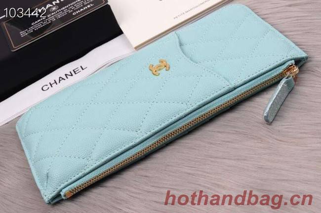 Chanel classic pouch Grained Calfskin& gold-Tone Metal A84402 light green