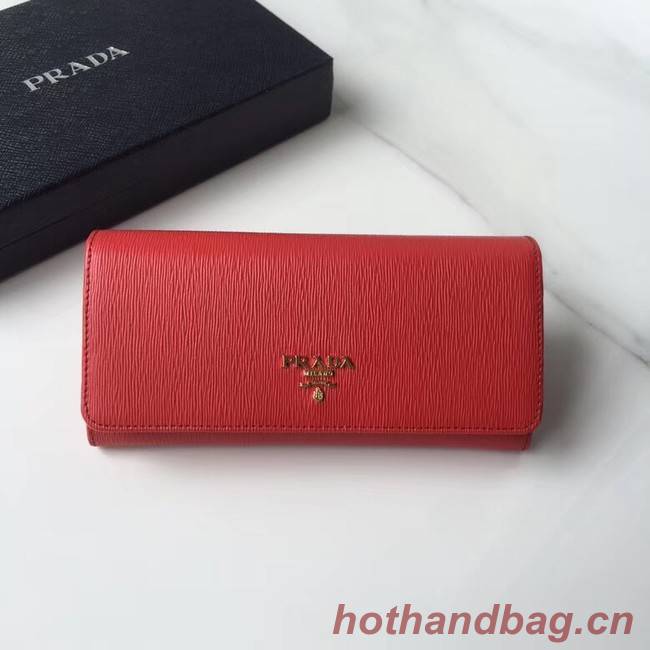 Prada Leather Wallet 1MH132 red