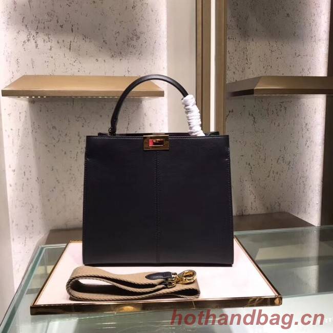 Fendi PEEKABOO REGULAR Handbag in black Roman leather 8BN304A