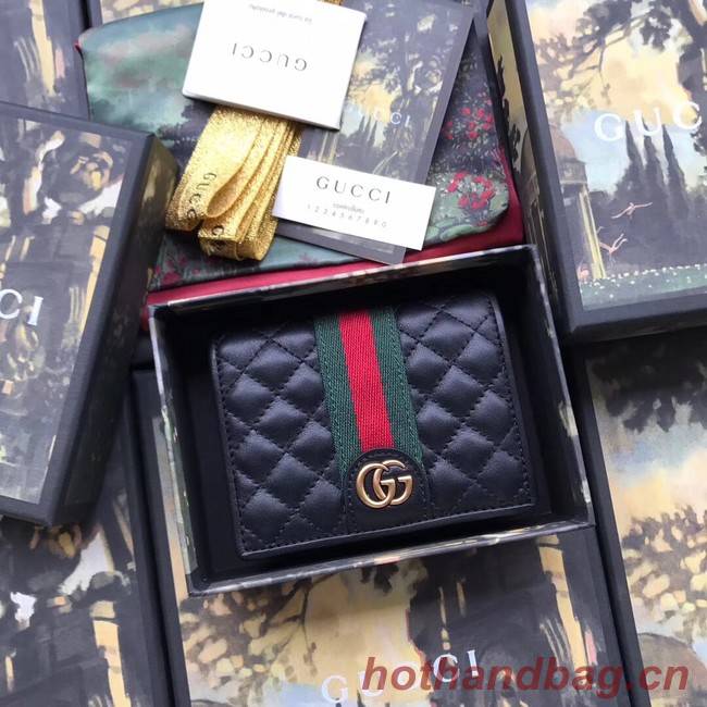 Gucci Leather card case with Double G 536453 black