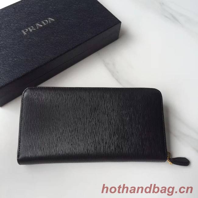 Prada Leather Large Zippy Wallets 1ML505 black