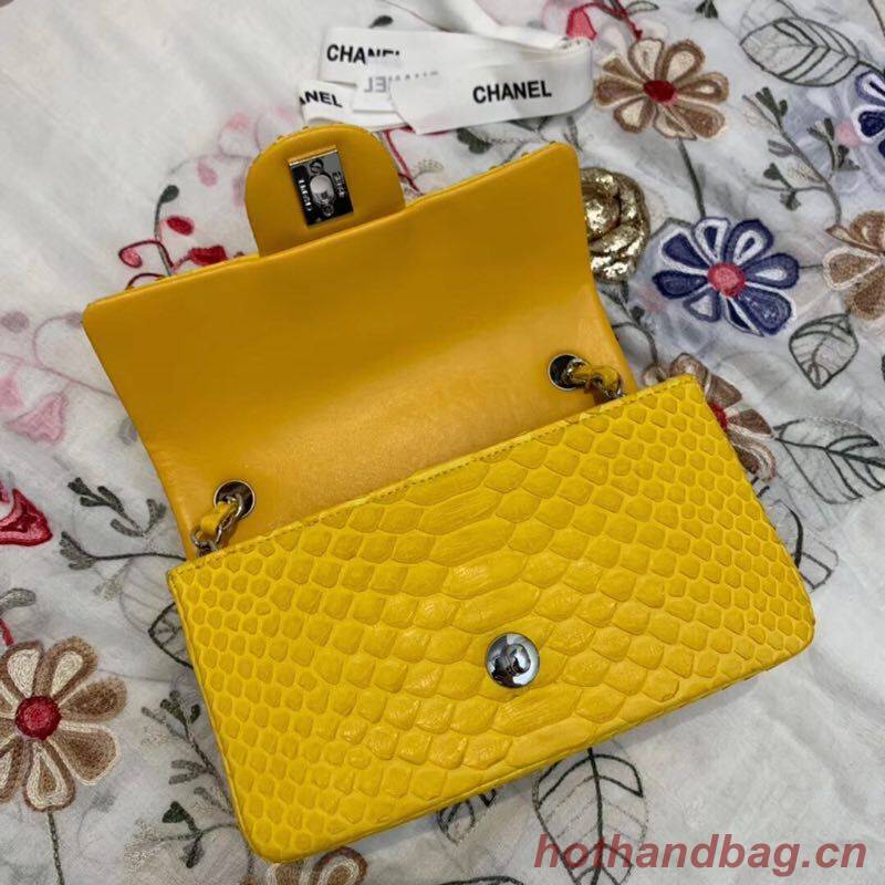 Chanel Mini Flap Bag Original Python & Gold-Tone Metal A69900 Yellow