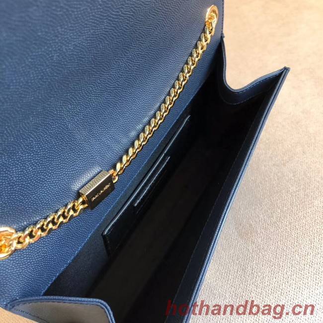 SAINT LAURENT Monogram Kate medium pebbled leather shoulder bag 354021 dark blue