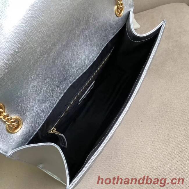 YSL Flap Bag Calfskin Leather 396910 silver