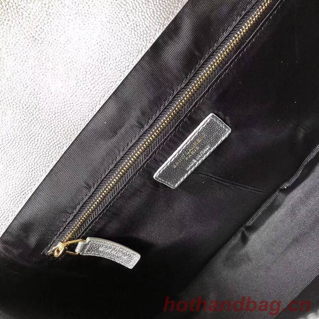 YSL Flap Bag Calfskin Leather 396910 silver