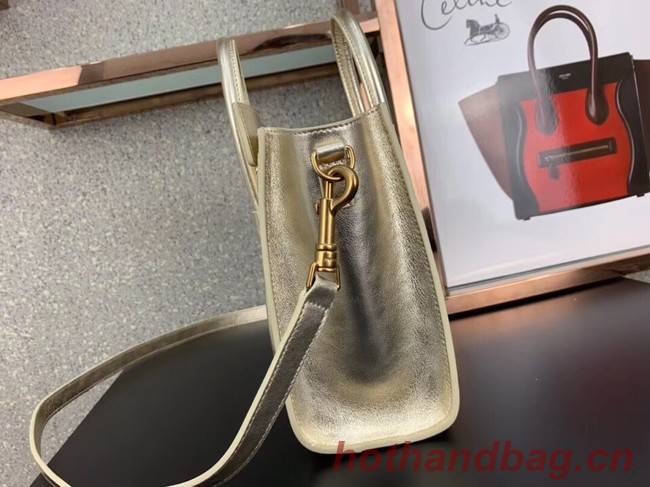 CELINE NANO LUGGAGE BAG IN LAMINATED LAMBSKIN 189243  GOLD