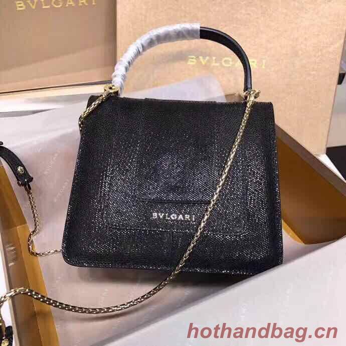 BVLGARI Serpenti Forever metallic-leather shoulder bag 058962 Black