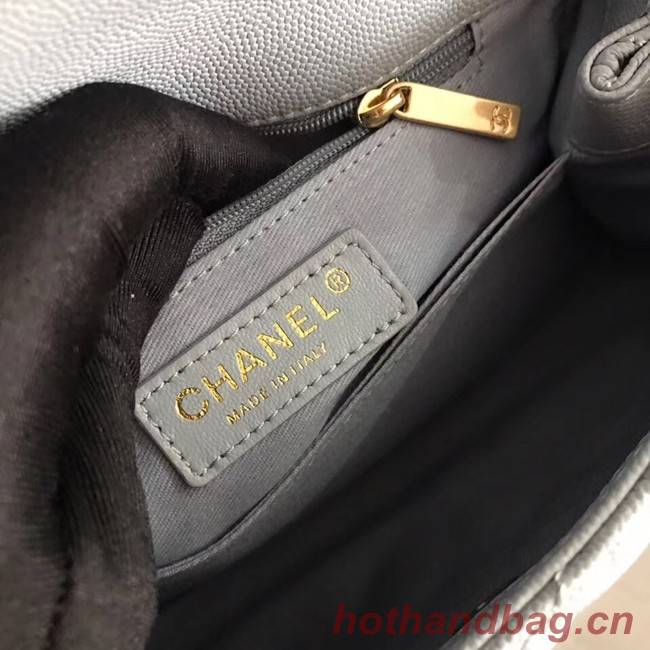 Chanel original Caviar leather flap bag top handle A92290 light blue&Gold-Tone Metal