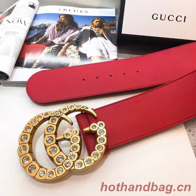 Gucci Wide leather with crystal Double G buckle 550110 red