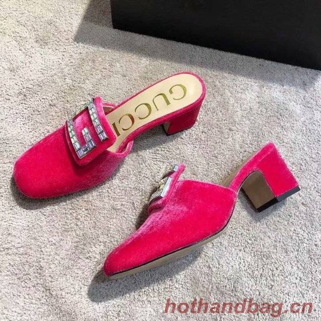 Gucci Velvet slide with crystal G GG1471BL-2