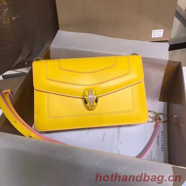 BVLGARI Serpenti Forever metallic-leather shoulder bag 39174 yellow