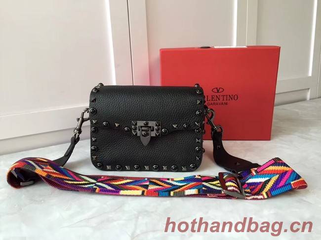 VALENTINO Rockstud leather messenger bag B50055 black