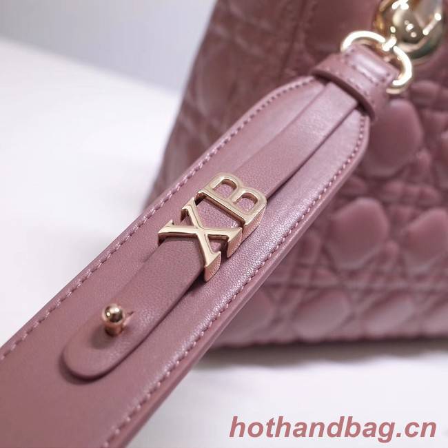 Dior lucky badges Original sheepskin Tote Bag A88035 pink