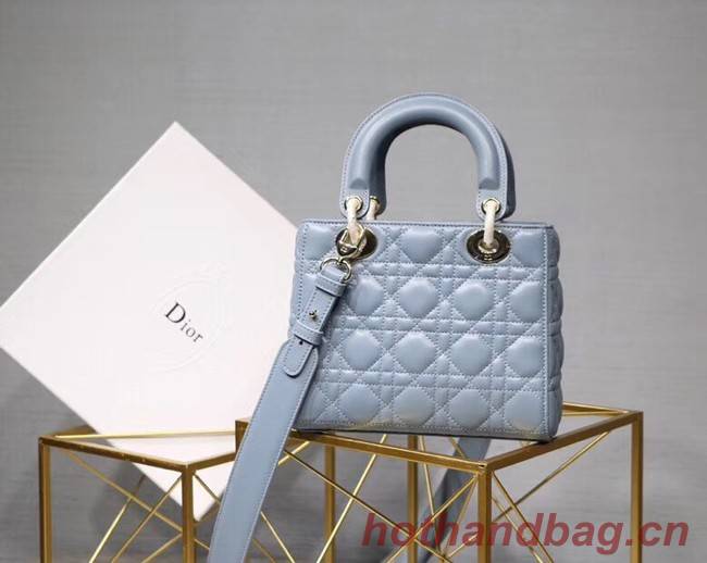 Dior lucky badges Original sheepskin Tote Bag A88035 sky blue