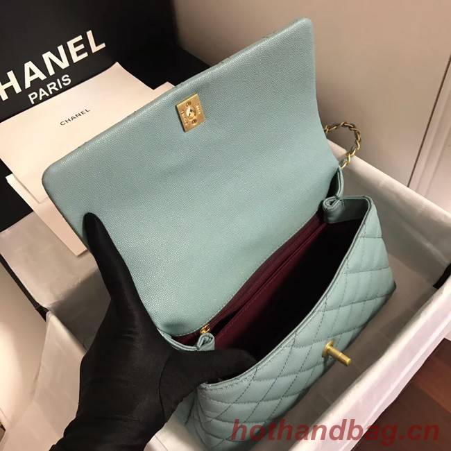 Chanel Small Flap Bag with Top Handle A92991 green