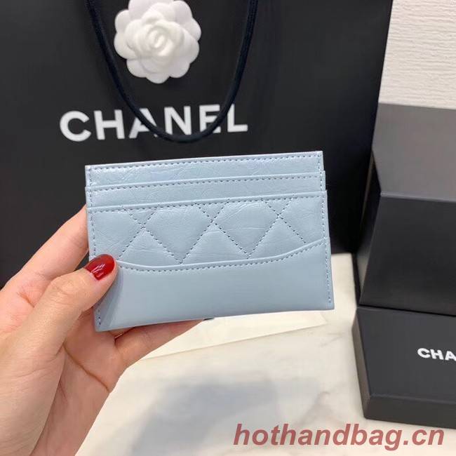 Chanel classic card holder Calfskin & Gold-Tone Metal A31510 light blue