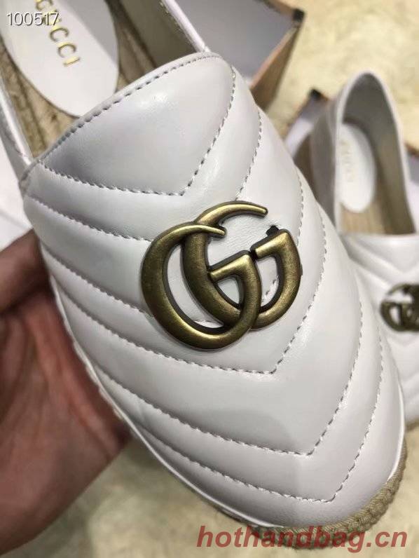 Gucci Chevron leather espadrille with Double G GG1507LRF white