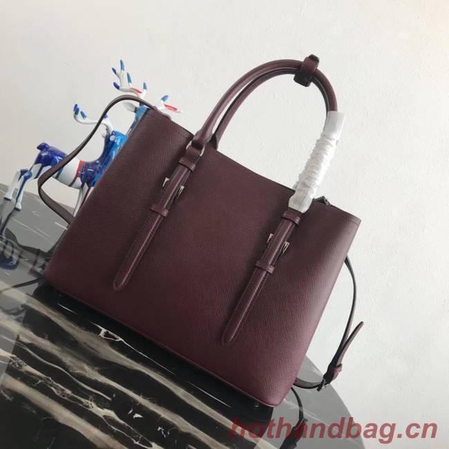 Prada Saffiano original Leather Tote Bag BN2838 Claret