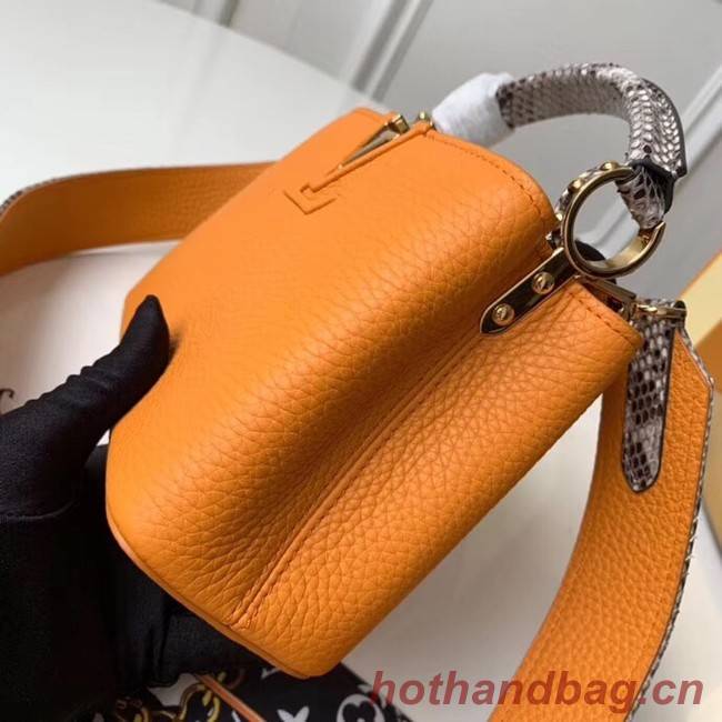 Louis vuitton original taurillon leather Capucines Mini N95509 yellow