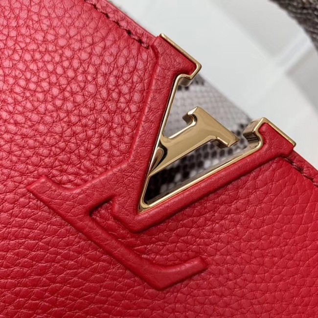 Louis vuitton original taurillon leather Capucines Mini N95509 red