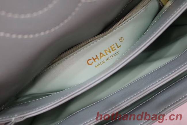 Chanel CC original lambskin top handle flap bag 92236 green&Gold-Tone Metal