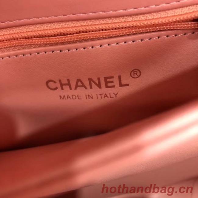 Chanel CC original lambskin top handle flap bag 92236 pink&silver-Tone Metal