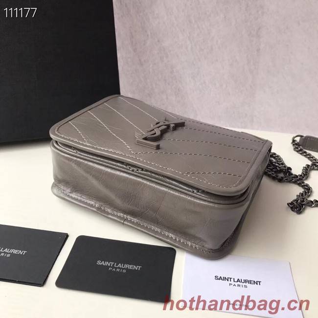 SAINT LAURENT Niki Mini leather shoulder bag 03743 grey