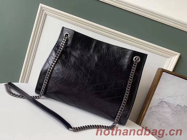 SAINT LAURENT NIKI MEDIUM SHOPPING BAG IN CRINKLED VINTAGE LEATHER 5814 black