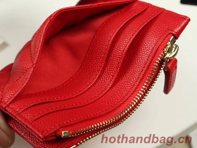 Chanel classic card holder Grained Calfskin & Gold-Tone Metal A84105 red