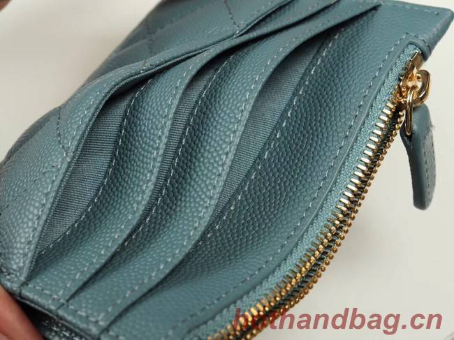 Chanel classic card holder Grained Calfskin & Gold-Tone Metal A84105 sky blue