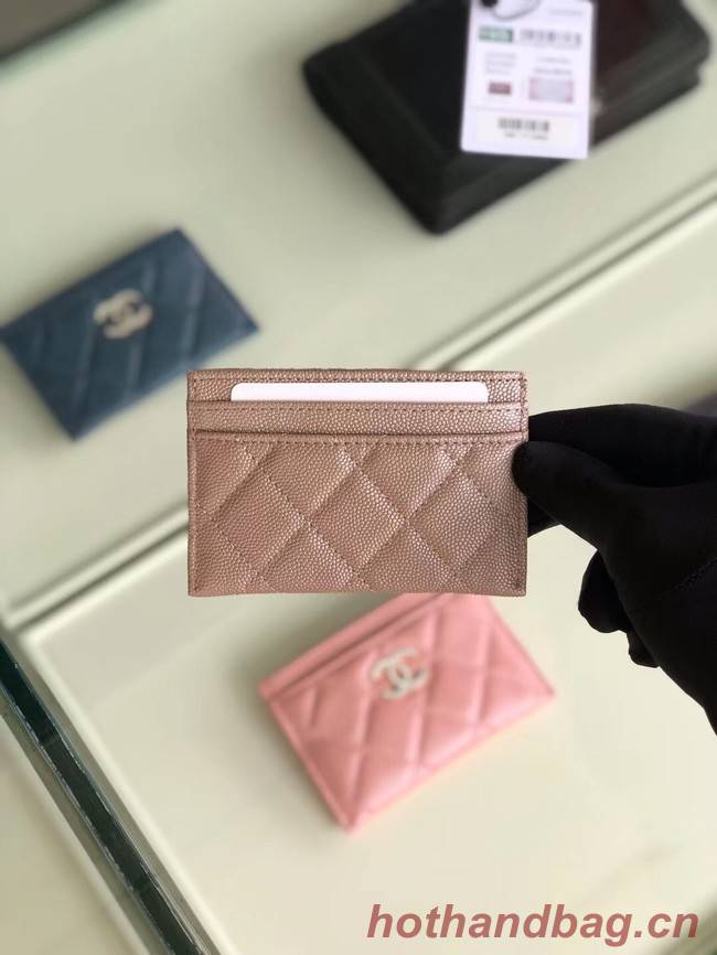 Chanel classic card holder Grained Calfskin & Gold-Tone Metal B31510 light Pink