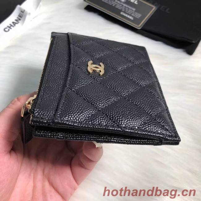 Chanel classic card holder Grained Calfskin & Gold-Tone Metal A84105 black