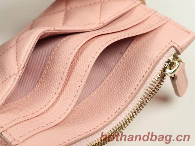 Chanel classic card holder Grained Calfskin & Gold-Tone Metal A84105 pink