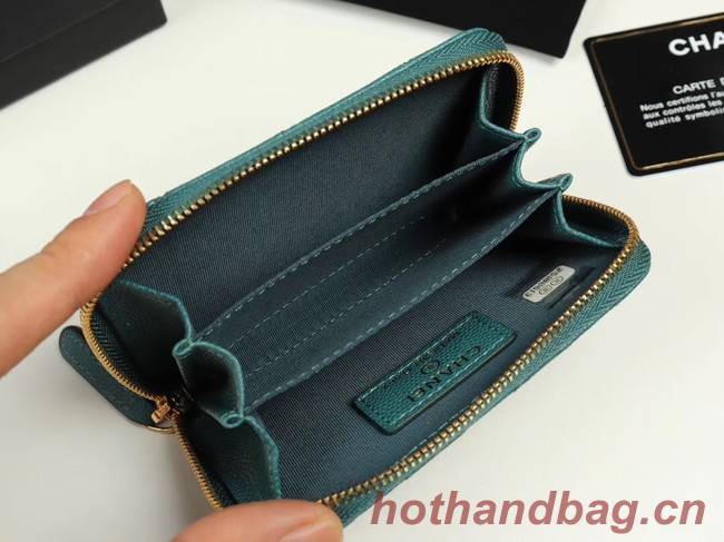 Chanel classic card holder Grained Calfskin & Gold-Tone Metal A69271 green