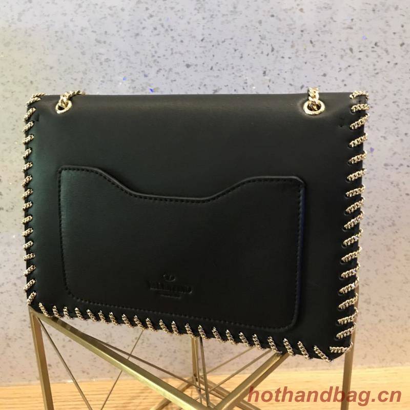 VALENTINO Leather Bag Black 2046 Gold Chain