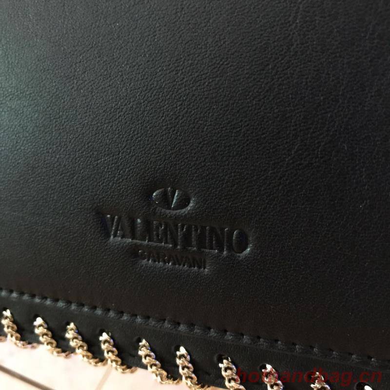 VALENTINO Leather Bag Black 2046 Gold Chain