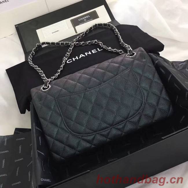 Chanel Calfskin & Silver-Tone Metal A01112 black