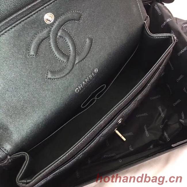 Chanel Calfskin & Silver-Tone Metal A01112 black