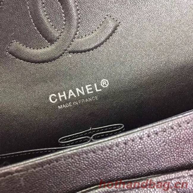 Chanel Calfskin & Silver-Tone Metal A01112 black