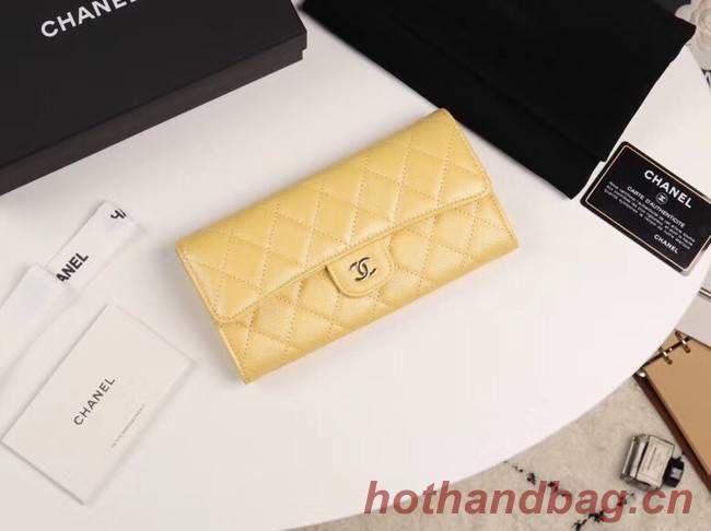 Chanel Calfskin Leather & Gold-Tone Metal A80758 yellow