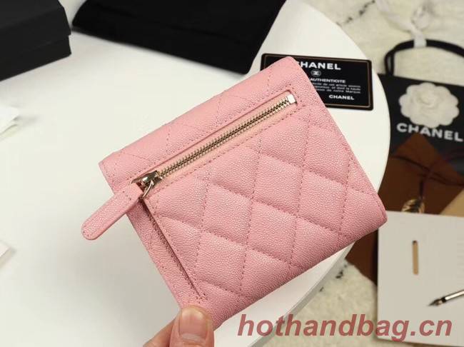 Chanel Calfskin Leather Card packet & Gold-Tone Metal A82288 pink