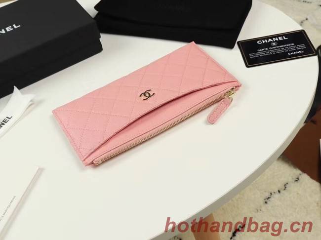 Chanel Calfskin Leather & Gold-Tone Metal A84107 light pink