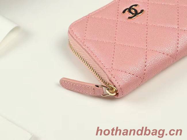 Chanel classic card holder Grained Calfskin & Gold-Tone Metal A69271 pink