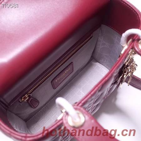Dior lucky badges Original sheepskin Tote Bag A88035 burgundy