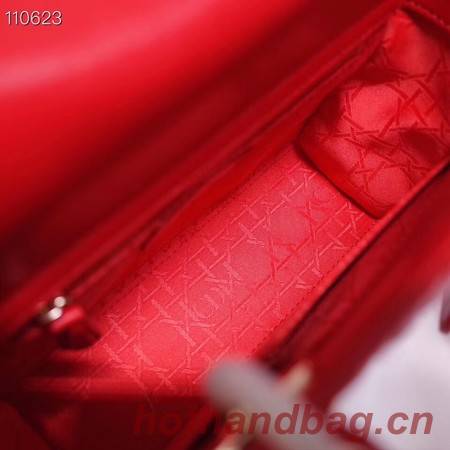 Dior lucky badges Original sheepskin Tote Bag A88035 red