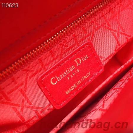 Dior lucky badges Original sheepskin Tote Bag A88035 red